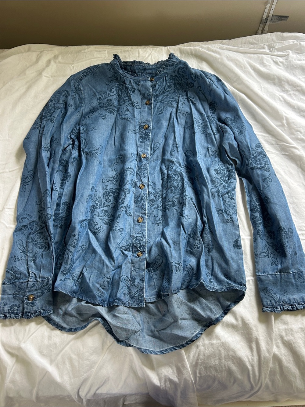 Style & Co. Blue Printed Button-Down Shirt
